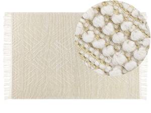 Tapis tressé MAVIKENT Beige - Fourrure véritable - 160 x 1 x 230 cm