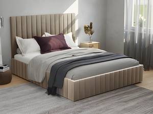 Bett mit Bettkasten LARALI Taupe