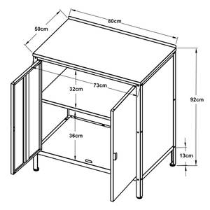 Armoire de jardin Bolognano Noir - Métal - 80 x 92 x 50 cm