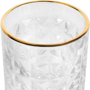 Set: Kristall Kaffeegläser + Löffel Gold Gold - Glas - Metall - 8 x 9 x 8 cm