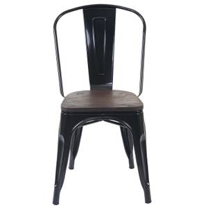 Stuhl A73 inkl. Holz-Sitzfläche Schwarz - Braun