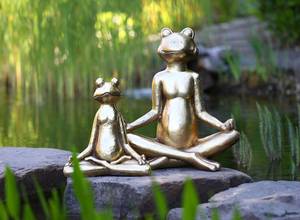 Frosch Figur Yoga Gold - Kunststoff - 31 x 34 x 16 cm