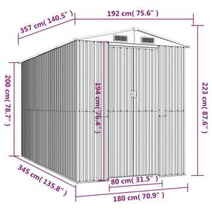 Abri de jardin 3014781-2 Gris lumineux - 192 x 357 cm