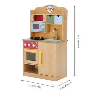 Kinder Holz Spielküche mit Zubehör Braun - Kunststoff - Massivholz - 30 x 91 x 55 cm