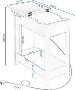 Beistelltisch mit Steckdose Erin Weiß