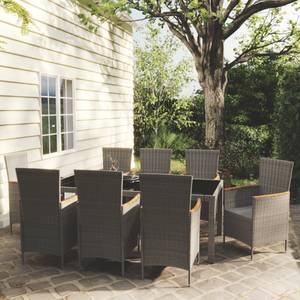 Garten-Essgruppe (9-teilig) 3094938 Grau - Kunststoff - Polyrattan - 90 x 75 x 190 cm