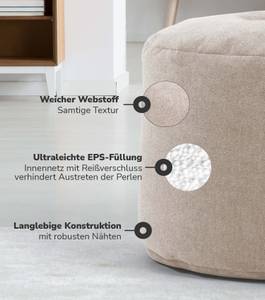 Pouf klein Hocker Sitzhocker Ø 50cm Beige - 50 x 30 x 50 cm