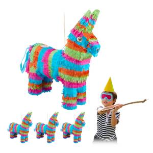 4 x Pinata Esel bunt 4er Set