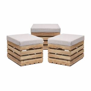 Sitzhocker mit Stauraum FLAME  3er Set Silber