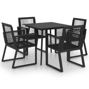 Garten-Essgruppe (5-teilig) 3012983-1 Schwarz - Polyrattan - 80 x 74 x 80 cm