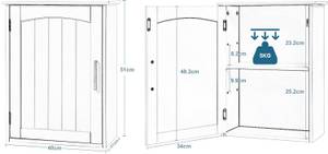 Hängeschrank Lily Weiß - Holzwerkstoff - Metall - 40 x 51 x 17 cm