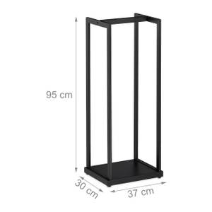 Rangement haut pour bois de cheminée Noir - Métal - 37 x 95 x 30 cm