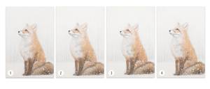 Tableau peint à la main The Fox's Advice Beige - Blanc - Bois massif - Textile - 50 x 70 x 4 cm