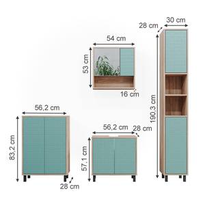 Mobilier de salle de bains Agasta Vert émeraude - Imitation chêne de Sonoma