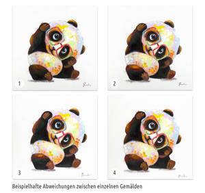 Tableau peint à la main Panda Hipster Bois massif - Textile - 60 x 60 x 4 cm