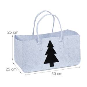 Panier à bûches motif sapin Noir - Gris - Textile - 50 x 25 x 25 cm