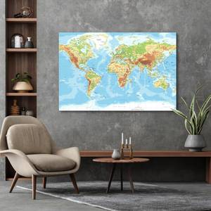 Image Sur Toile Carte du Monde Physique 40 x 30 x 30 cm