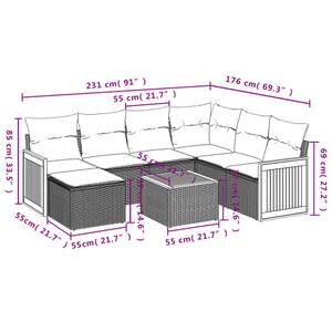 Gartensitzgruppe K471(8-tlg) Schwarz - Massivholz - 69 x 62 x 62 cm