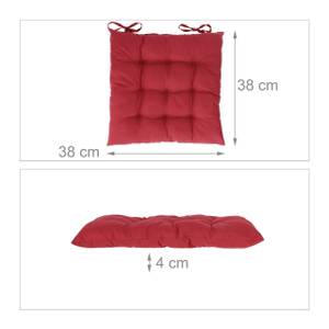 4er Set Stuhlkissen rot Rot - Kunststoff - Textil - 38 x 5 x 38 cm