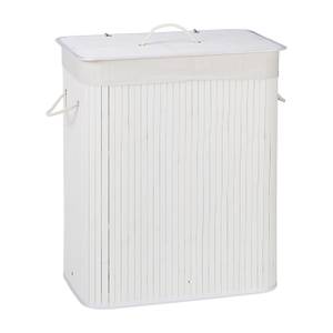 Lot de 3 paniers à linge bambou blanc Marron clair - Blanc