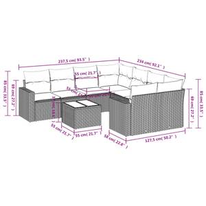 Gartensitzgruppe K325(9-tlg) Schwarz - Massivholz - 69 x 62 x 66 cm