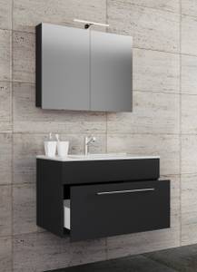 Table de toilette Badinos Noir - Noir brillant - Largeur : 80 cm