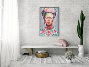 Tableau peint à la main Frida Bois massif - Textile - 60 x 90 x 4 cm