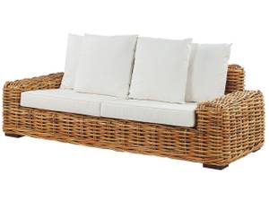 Canapé de jardin FORLI Beige - Bleu - Blanc - Rotin - 218 x 67 x 94 cm