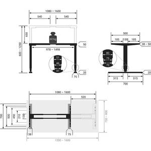 Höhenverstellbarer Schreibtisch Homedesk Weiß - Breite: 120 cm - Silber