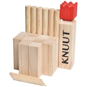 Knuut Kubb mit Stoffbeutel Braun - Holz teilmassiv - 20 x 8 x 30 cm