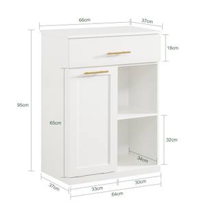 Armoire à Linge BZR66-W Blanc - Bois manufacturé - 66 x 95 x 37 cm