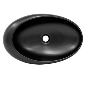 Lavabo ovale 58,5x37,5x14cm noir Noir - Céramique - 59 x 15 x 38 cm