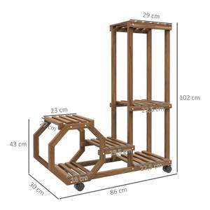 Blumenständer 845-985V00BN Braun - Massivholz - 30 x 102 x 86 cm