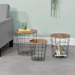 Kit de 3 Tables Basses Curno Marron - Métal - 29 x 31 x 29 cm