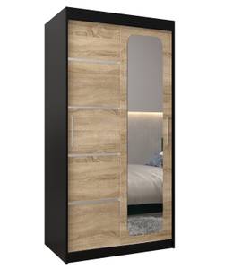 Armoire à portes coulissantes promo v2 Noir - Imitation chêne de Sonoma - Largeur : 100 cm - 2 porte