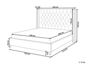 Lit double LUBBON Beige - Argenté - 152 x 142 x 215 cm