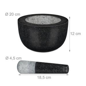 Mortier rond et pilon en granit Noir - Gris - Pierre - 20 x 12 x 20 cm