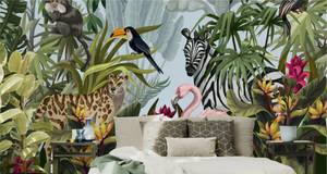 Papier Peint ANIMAUX Plantes Tropicales 368 x 254 x 254 cm