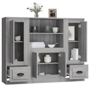 Highboard 3er Set DE9092 Eiche Grau Dekor