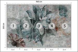 Fototapete BLUMEN Beton Optik Vintage Blau - 460 x 300 x 300 cm