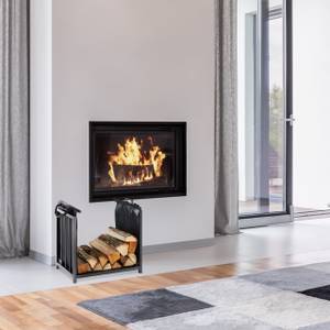 Support bois de cheminée en acier Noir - Métal - Matière plastique - Textile - 51 x 50 x 37 cm