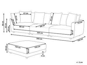 Sofa mit Ottomane SIGTUNA 2-tlg Schwarz - Grau - Hellgrau