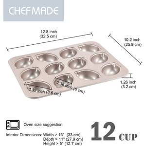 CHEFMADE 12er Motivbackform Zitrone Gold - Metall - 34 x 4 x 26 cm