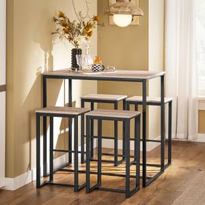 Table + 4 x Tabourets de Bar OGT15-N Bois