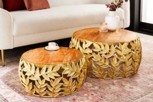 Couchtische ABSTRACT LEAF 2er Set Gold - Holz