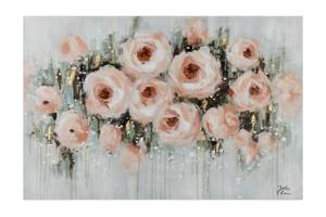 Acrylbild handgemalt Splash of Roses Grau - Massivholz - Textil - Holz teilmassiv - 90 x 60 x 4 cm