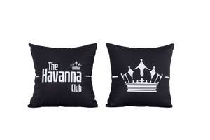 Kissenhülle The Havanna Club Schwarz - Weiß - Textil - 45 x 1 x 45 cm