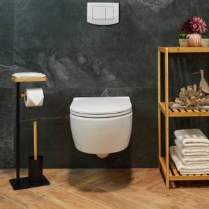 WC Garnitur Bambus & Eisen Schwarz - Braun - Bambus - Metall - Kunststoff - 22 x 65 x 18 cm