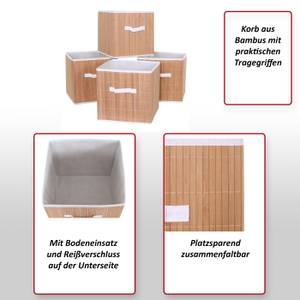 Faltbox C21 (4er-Set) Braun - Bambus - Kunststoff - 32 x 32 x 32 cm