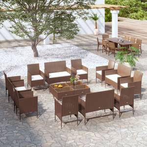 Garten-Lounge-Set (16-teilig) 3012364-2 Braun - Weiß - Anzahl Teile im Set: 16